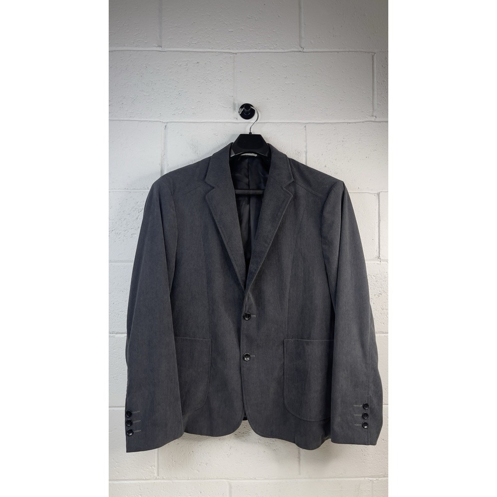 Grace Karin Men's Casual Corduroy Blazer 2 Button Sport Coat Charcoal Gray XXL